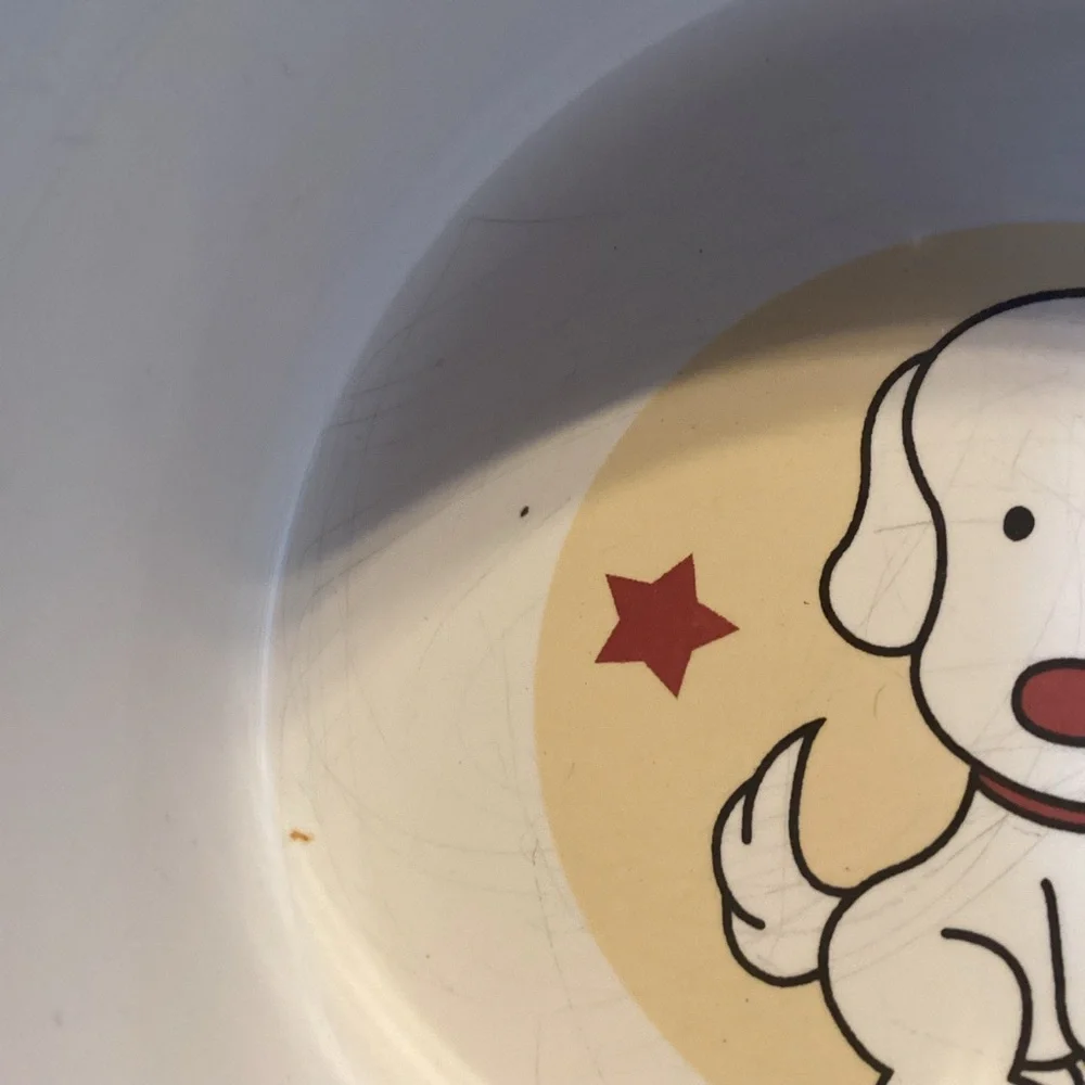 Target Dog Bowl - red and tan stripes, cute dog drawing